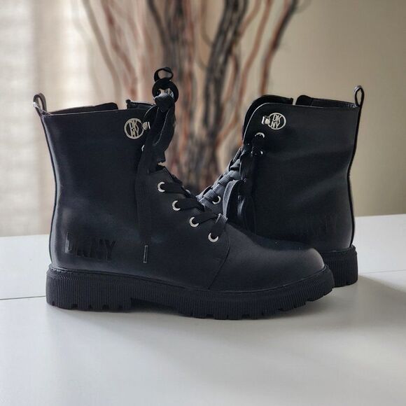 NEW! DKNY GIRLS BLACK BOOT LEATHER - Picture 3 of 11